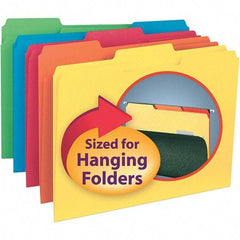 SMEAD - 11-5/8 x 9-3/16", Letter Size, Assorted Colors, File Folders with Top Tab - 11 Point Stock, Assorted Tab Cut Location - USA Tool & Supply