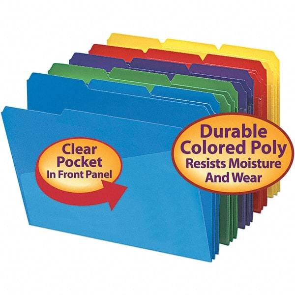 SMEAD - 11-5/8 x 9-1/2", Letter Size, Assorted Colors, File Folders with Top Tab - Assorted Tab Cut Location - USA Tool & Supply
