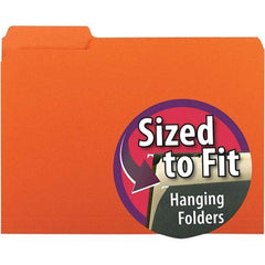 SMEAD - 11-5/8 x 9-3/16", Letter Size, Orange, File Folders with Top Tab - 11 Point Stock, Assorted Tab Cut Location - USA Tool & Supply