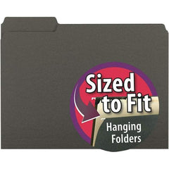SMEAD - 11-5/8 x 9-3/16", Letter Size, Black, File Folders with Top Tab - 11 Point Stock, Assorted Tab Cut Location - USA Tool & Supply