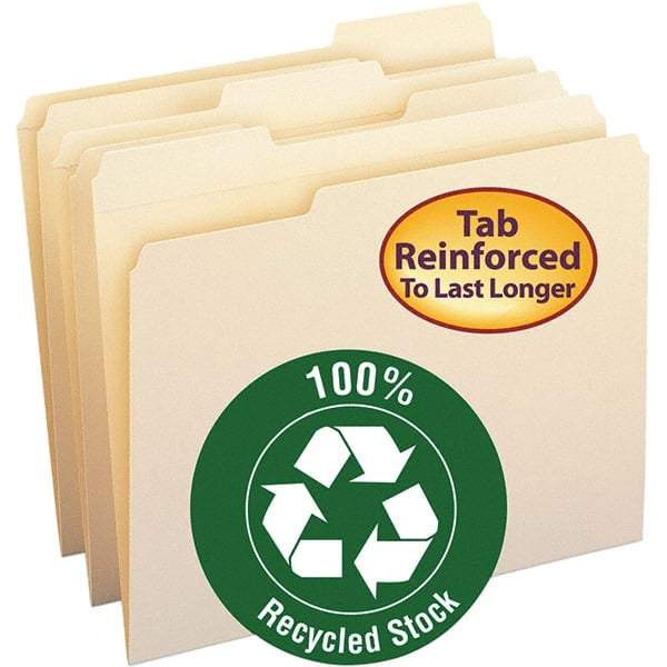 SMEAD - 11-5/8 x 9-1/2", Letter Size, Manila, File Folders with Top Tab - 11 Point Stock, Assorted Tab Cut Location - USA Tool & Supply