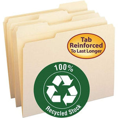 SMEAD - 11-5/8 x 9-1/2", Letter Size, Manila, File Folders with Top Tab - 11 Point Stock, Assorted Tab Cut Location - USA Tool & Supply