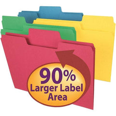 SMEAD - 11-5/8 x 9-1/2", Letter Size, Assorted Colors, File Folders with Top Tab - 11 Point Stock, Assorted Tab Cut Location - USA Tool & Supply