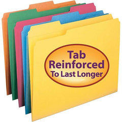 SMEAD - 11-5/8 x 9-1/2", Letter Size, Assorted Colors, File Folders with Top Tab - 11 Point Stock, Assorted Tab Cut Location - USA Tool & Supply