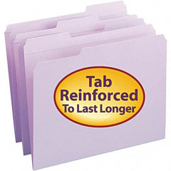 SMEAD - 11-5/8 x 9-1/2", Letter Size, Lavender, File Folders with Top Tab - 11 Point Stock, Assorted Tab Cut Location - USA Tool & Supply