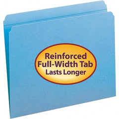 SMEAD - 11-5/8 x 9-1/2", Letter Size, Blue, File Folders with Top Tab - 11 Point Stock, Straight Tab Cut Location - USA Tool & Supply