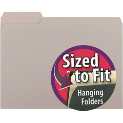 SMEAD - 11-5/8 x 9-3/16", Letter Size, Gray, File Folders with Top Tab - 11 Point Stock, Assorted Tab Cut Location - USA Tool & Supply
