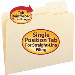 SMEAD - 11-5/8 x 9-1/2", Letter Size, Manila, File Folders with Top Tab - 11 Point Stock, Assorted Tab Cut Location - USA Tool & Supply