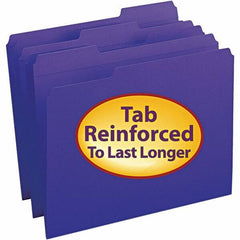 SMEAD - 11-5/8 x 9-1/2", Letter Size, Purple, File Folders with Top Tab - 11 Point Stock, Assorted Tab Cut Location - USA Tool & Supply