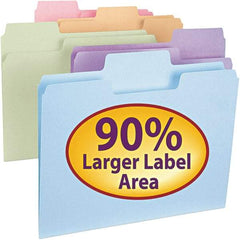 SMEAD - 11-5/8 x 9-1/2", Letter Size, Assorted Colors, File Folders with Top Tab - 11 Point Stock, Assorted Tab Cut Location - USA Tool & Supply