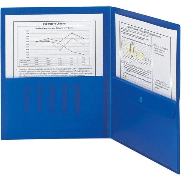 SMEAD - 11 x 8-1/2", Letter Size, Blue, Two Pocket Folder - USA Tool & Supply