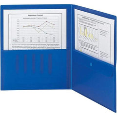 SMEAD - 11 x 8-1/2", Letter Size, Blue, Two Pocket Folder - USA Tool & Supply