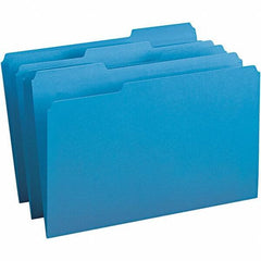 SMEAD - 14-3/4 x 9-1/2", Legal, Blue, File Folders with Top Tab - 11 Point Stock, Assorted Tab Cut Location - USA Tool & Supply