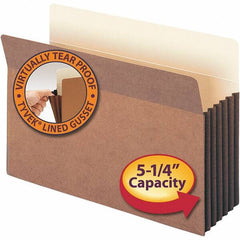 SMEAD - 14-3/4 x 9-1/2", Legal, Redrope, 5-1/4" Expanding Wallet - 11 Point Stock, Straight Tab Cut Location - USA Tool & Supply