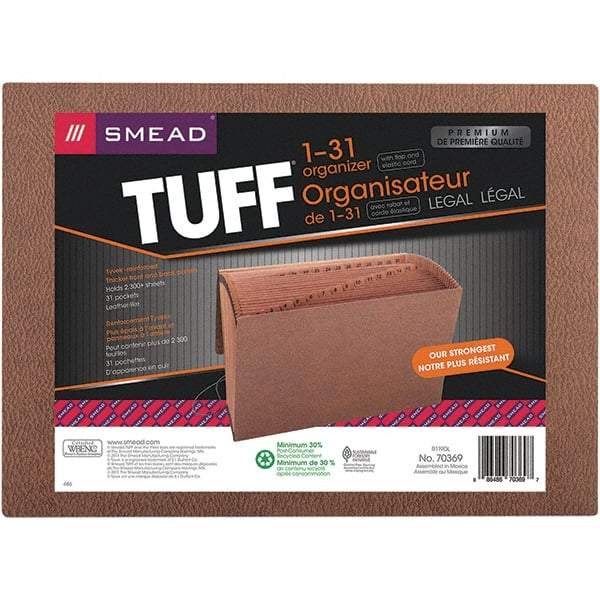 SMEAD - 15 x 10", Legal, Redrope, 1-31 Indexed Expanding Files - Assorted Tab Cut Location - USA Tool & Supply