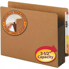 SMEAD - 12-1/4 x 9-1/2", Letter Size, Dark Brown, 3-1/2" Expanding Wallet - Straight Tab Cut Location - USA Tool & Supply