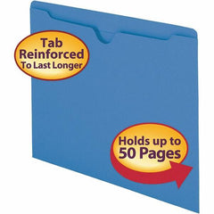 SMEAD - 11-3/4 x 9-1/2", Letter Size, Blue, File Folders with Top Tab - 11 Point Stock, Straight Tab Cut Location - USA Tool & Supply