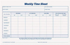 TOPS - 8-1/2" High x 5-1/2" Wide Weekly Time Sheets - Purple, White, Use with Manual Entries - USA Tool & Supply