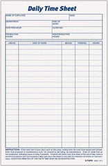 TOPS - 5-1/2" High x 8-1/2" Wide Daily Time & Job Sheets - Gray, White, Use with Manual Entries - USA Tool & Supply