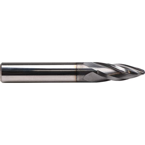 Emuge - 6mm Small End Diam, 22mm LOC, Solid Carbide 3 Flute Tapered Circle Segment Oval Form End Mill - AlCr Finish, 62mm OAL, 6mm Shank Diam, Spiral Flute, 30° Helix - USA Tool & Supply