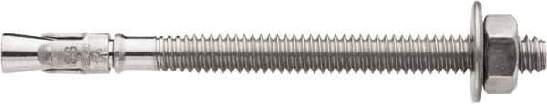 Powers Fasteners - 3/8" Diam, 3/8" Drill, 5" OAL, 1-1/2" Min Embedment Wedge Expansion Concrete Anchor - 316 Stainless Steel, Hex Nut Head, Hex Drive, 3-5/8" Thread Length - USA Tool & Supply