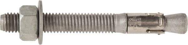 Powers Fasteners - 3/4" Diam, 3/4" Drill, 7" OAL, 1-1/2" Min Embedment Wedge Expansion Concrete Anchor - 1035 Carbon Steel, Hot Dipped Galvanized Finish, Hex Nut Head, Hex Drive, 4-5/8" Thread Length - USA Tool & Supply