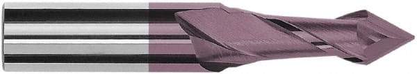 Magafor - 3mm Diam, 0.24" LOC, 2 Flute, 60° Point Angle, Solid Carbide Drill Mill - Hard'X Finish, 2" OAL, 0.157" Shank Diam - USA Tool & Supply
