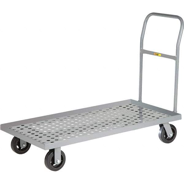 Little Giant - 1,600 Lb Capacity Steel Platform Truck - Steel Deck, 24" OAW, 48" Platform Length, Mold On Rubber Casters - USA Tool & Supply