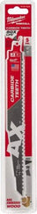 Milwaukee Tool - 9" Long x 1" Thick, Carbide Reciprocating Saw Blade - Tapered Profile, 5 TPI, Toothed Edge, Universal Shank - USA Tool & Supply