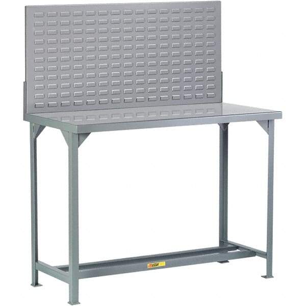 Little Giant - 72 Wide x 30" Deep x 60" High, Steel Workbench with Pegboard - Fixed Legs - USA Tool & Supply