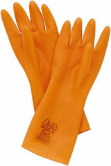 North - Chemical Resistant Gloves; Material: Latex ; Size: Large; Large ; Primary Material: Latex ; Length (Inch): 15 ; Finish: Textured ; Color: Orange - USA Tool & Supply