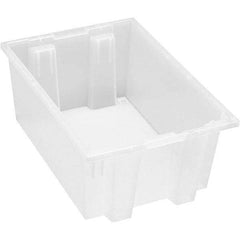 Quantum Storage - 65 Lb Load Capacity Clear Polypropylene Tote Container - Stacking, Nesting, 8" Long x 13-1/2" Wide x 19-1/2" High - USA Tool & Supply