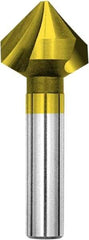 Magafor - 13.4mm Head Diam, 0.315" Shank Diam, 3 Flute 90° Cobalt Countersink - TiN Finish, 2-1/4" OAL, Single End, Straight Shank, Right Hand Cut - USA Tool & Supply