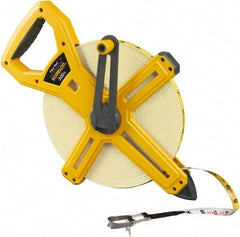 Komelon - 300' x 1/2" Yellow Fiberglass Blade Tape Measure - 1/8" Graduation, Yellow ABS Plastic Case - USA Tool & Supply