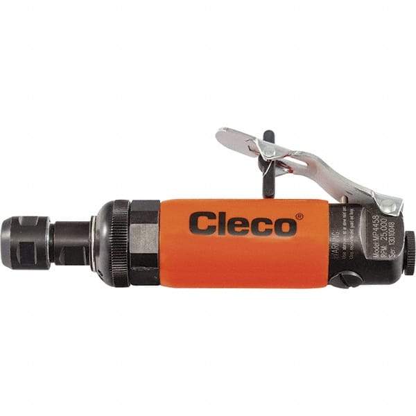 Cleco - 1/4" Collet, Straight Handle, Air Straight Die Grinder - 25,000 RPM, Front Exhaust, 23 CFM, 0.5 hp, 6.2 bar, 1/4" Inlet - USA Tool & Supply