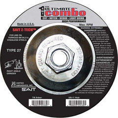 Sait - 6" Wheel Diam, Type 27 Depressed Center Wheel - Coarse Grade, Zirconia Alumina, 10,200 Max RPM - USA Tool & Supply