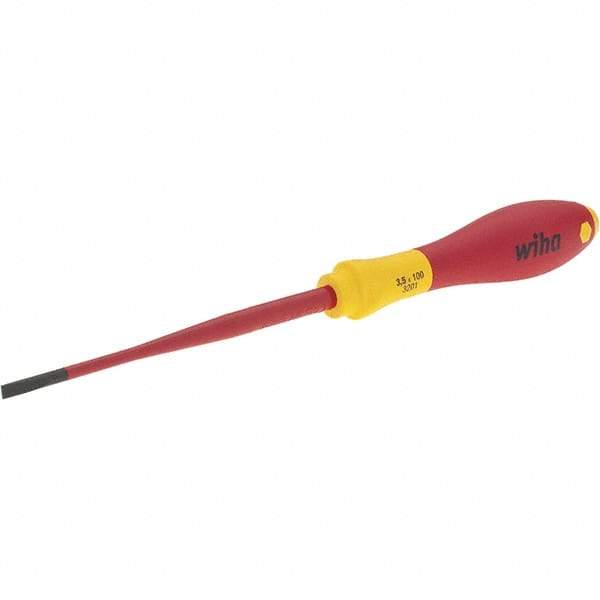 Wiha - 3.5mm Blade Width, Slotted Screwdriver - 100mm Blade Length, Impact & Chemical Resistant Handle - USA Tool & Supply