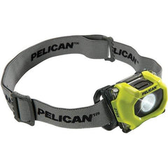 Pelican Products, Inc. - White LED Bulb, 118 Lumens, Hands-free Flashlight - Yellow Polycarbonate Body, 3 AAA Alkaline Batteries Included - USA Tool & Supply