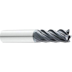 SGS - 5/16", 5/8" LOC, 5/16" Shank Diam, 2-1/2" OAL, 5 Flute, Solid Carbide Square End Mill - Single End, AlTiN Finish, Spiral Flute, 37° Helix, Centercutting, Right Hand Cut, Right Hand Flute, Series Z5S - USA Tool & Supply