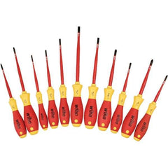 Wiha - 8 Piece Slotted, Phillips, Square & Terminal Xeno Screwdriver Set - Bit Sizes: Philips #1 & #2, Comes in Box - USA Tool & Supply