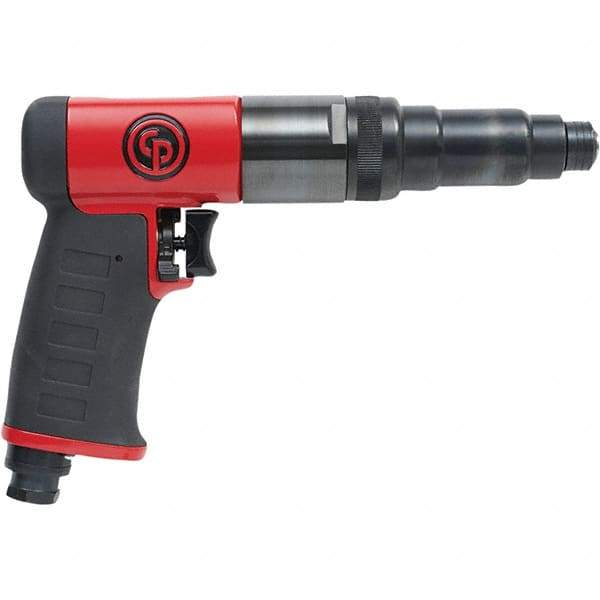 Chicago Pneumatic - 1/4" Bit Holder, 800 RPM, Pistol Grip Handle Air Screwdriver - 7.4 to 14.8 Ft/Lb Torque, 1/4" Inlet, 28.4 CFM - USA Tool & Supply