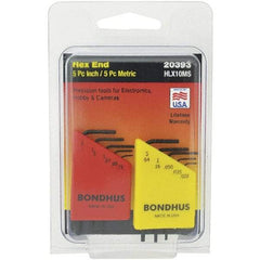 Bondhus - 10 Piece, L-Key Hex Key Set - .028 to 5/64" Range, Protanium Steel - USA Tool & Supply