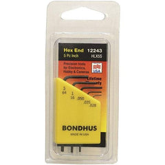 Bondhus - 5 Piece, L-Key Hex Key Set - .028 to 5/64" Range, Protanium Steel - USA Tool & Supply