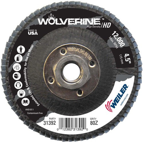4-1/2″ Vortec Pro High Density Abrasive Flap Disc, Flat, Phenolic Backing, 80Z, 5/8″-11 UNC Nut - USA Tool & Supply
