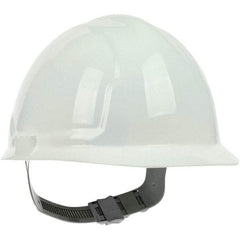 PRO-SAFE - ANSI Type I, Class E Rated, 4-Point, Pin Lock Adjustment Hard Hat - White, Standard Brim - USA Tool & Supply