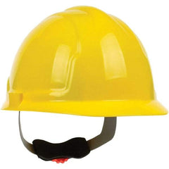 PRO-SAFE - ANSI Type I, Class E Rated, 4-Point, Ratchet Adjustment Hard Hat - Yellow, Standard Brim - USA Tool & Supply