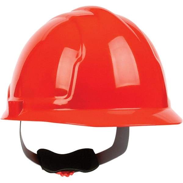 PRO-SAFE - ANSI Type I, Class E Rated, 4-Point, Ratchet Adjustment Hard Hat - Hi-Viz Orange, Standard Brim - USA Tool & Supply