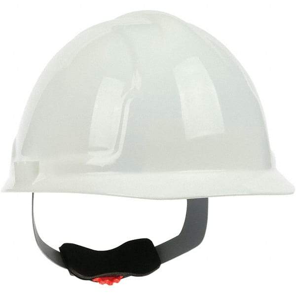 PRO-SAFE - ANSI Type I, Class E Rated, 4-Point, Ratchet Adjustment Hard Hat - White, Standard Brim - USA Tool & Supply