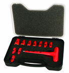 Insulated 1/4" Inch T-Handle Socket Set Includes Socket Sizes: 3/16; 7/32; 1/4; 9/32; 5/16; 11/32; 3/8; 7/16; 1/2; 9/16 and T Handle In Storage Box. 11 Pieces - USA Tool & Supply