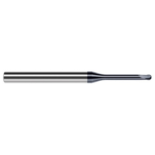 ‎0.02″ Dia. × 1/4″ Shank × 0.016″ DOC × 2-1/2″ OAL, Carbide AlTiN, 2 Flute, Ballnose End Mill - Exact Industrial Supply